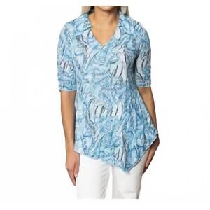 NEW SNOSKINS johnny collar blouse in surf